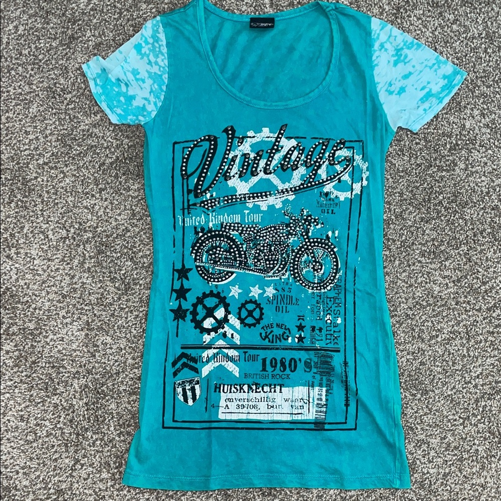 Daytrip Turquoise Vintage Motorcycle Tee